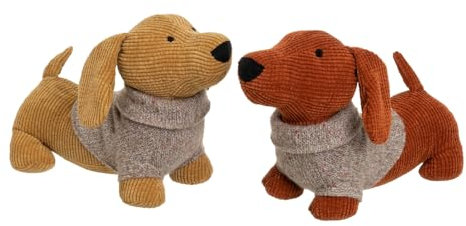 LOLAhome Pack de 2 topes de puerta decorativos con forma de animales para el hogar y la oficina, topes de puerta para interior de tela con relleno de gravilla y poliéster (Perros)