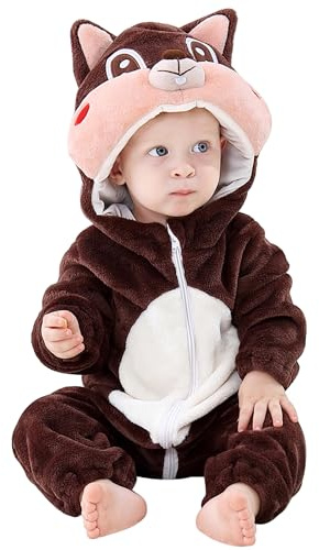 HAHASHOW BéBé Grenouillères Unisexe Animal Pyjama d'hiver Combinaison Barboteuse Enfant Filles Costume 18-24 Mois, Écureuils