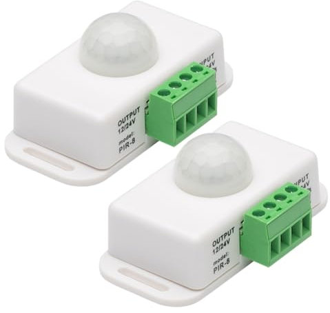 OSALADI 2 Stück Pir Sensor Bewegungsmelder Licht Infrarotsensor 12-24 v Für Led Beleuchtung Hochsensibel 120° Erkennung Für Innen Und Außenbereich Einfache Installation Weiß