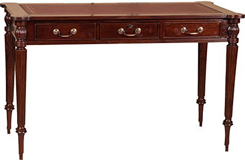 Biscottini Scrittoio vintage in pelle 127x66x76 cm - Scrittoio antico in legno - Scrivanie classiche - Scrivania - Tavolino salotto - Scrivania salvaspazio