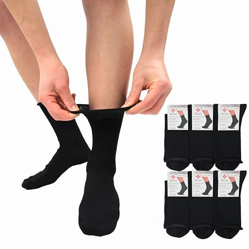 LEON D'ORO Calze senza elastico Uomo Sanitarie Cotone Estivo Leggero Calzini Diabetici Made in Italy