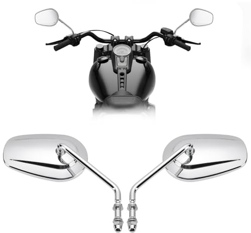 KEMIMOTO Rear View Side Mirrors Long Stem Motorcycle Mirrors 360 Degree Adjustment Chrome for Road King Sportster Street Electra Glide Softail Dyna Road Glide