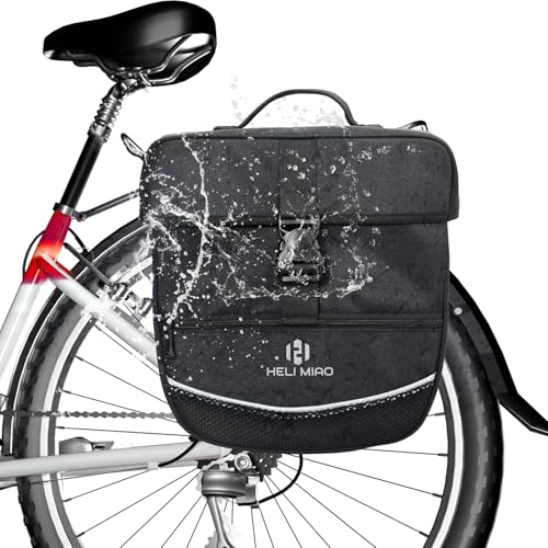 HELI MIAO Fahrradtaschen für Gepäckträger - Große & wasserdichte Gepäckträgertasche - Fahrradtasche hinten Gepäckträger für e-Bike- Fahrrad Taschen Hinten mit Reflektoren in Schwarz - 18L Füllvolumen