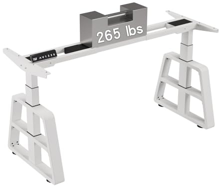 Radlove Dual Motor höhenverstellbare Schreibtisch Rahmen, verstellbare tischgestell Stehpult Beine für 120 bis 178cm Tischplatte mit 4 Memory-Steuerung (Weiß+Zylindrische trapezförmige Schenkel)