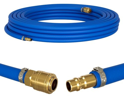 Lumonic 5m Druckluftschlauch mit Schnellkupplung I 9mm I fertig konfektioniert I flexibel, abriebfest und gewebeverstärkt I PVC Druckluftverlängerung I Dose & Stecker