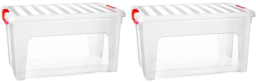 Acan Tradineur - Pack de 2 Cajas de almacenamiento KLIP K3 - Fabricado en plástico - Contenedor para almacenar Libros, ropa, mantas - 36 x 52 x 27,5 cm - 36 Litros