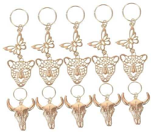 Healeved 10piezas Joyas Para Cabello Cabeza De Buey y Cabeza De Leopardo Accesorios Para Trenzas y Dreadlocks Adornos De Estilo Único Para Peinados