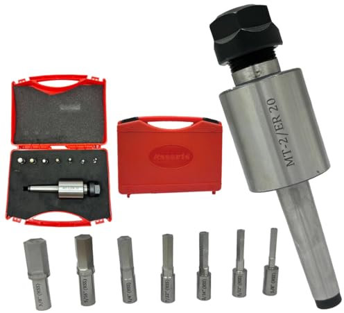 MT2 Shank Rotary Broach Kit with ER-20 Adaptor & 7-Piece Hex Broach Set – Precision Tooling for CNC and Milling Machines