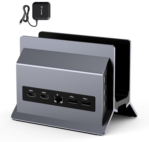 TobenONE Laptop Docking Station Dual Monitor 4K@60Hz with 2 HDMI Ports, 100W Power Supply, Dual HDMI USB C Docking Station Stand for Windows, ChromeOS, 6 USB, Ethernet
