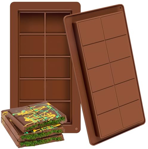 Tiefe Silikon Schokoladenformen, 2 Stück Schokoladentafel Form BPA-Frei Lebensmittelqualität Schokoladentafel für Schokolade Pralinen Süßigkeiten