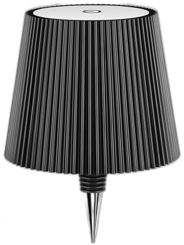 Generico Lampada per bottiglia di liquore, lampada da tavolo per bottiglie di vino senza fili a 3 colori con luce touch LED dimmerabile per ristorante, casa, bar, ufficio (Nero)