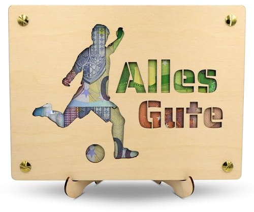 ZUKLA Verpackung für Geldgeschenke Fußball XL - 20 x 15 cm - Spardose Fussball - Fussball Geschenke Jungen - Geschenke für Fussballfans