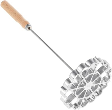 WEKADRIN Cuillère à Frire Antiadhésive Petite Manche En Bois, Cuillère Cuisine En Acier Inoxydable Pour Friture Maison, Accessoire Cuisine Polyvalent Pour Snacks Et Galettes