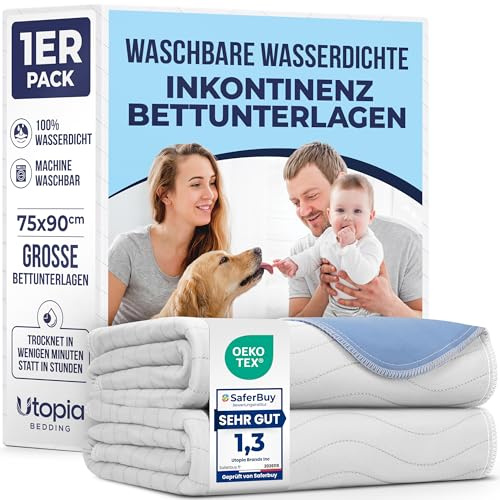 Protectores de Cama Impermeables, 75 x 90 cm, Paquete de 1, Reutilizables