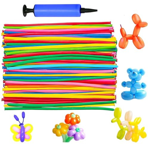 AUNGKWANG 50 Pezzi Palloncini Modellabili, Lungo Palloncinis, Magici Palloncini Lattice, MagiciPalloncini con Pompa a Palloncino per Feste, Compleanni, Matrimoni Decorazione