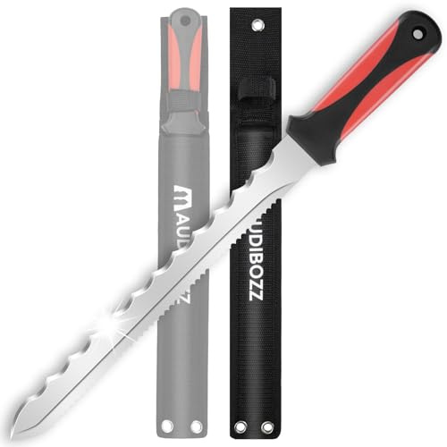 maudibozz Insulation Knife - Sod Cutter Knife: stainless steel 11.14-Inch sharp blade, double side utility Lawn Repair Saw with Nylon Sheath