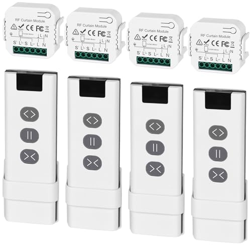 4 pezzi di set di installazione retroattiva per il controllo delle tapparelle via radio, interruttore per tende da sole smart compatibile con interruttore radio 230V, adatto per tapparelle, tende da