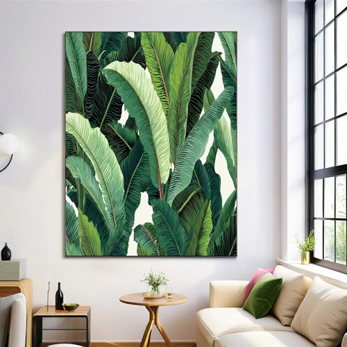 Impression sur Toile Plantes Tropicales Image Tableau Decoration Murale 30×40 cm Deco Sans Cadre Décoration Salon Chambre Cuisine Feuilles Bananier Denses Tableaux Decoratifs Muraux Art
