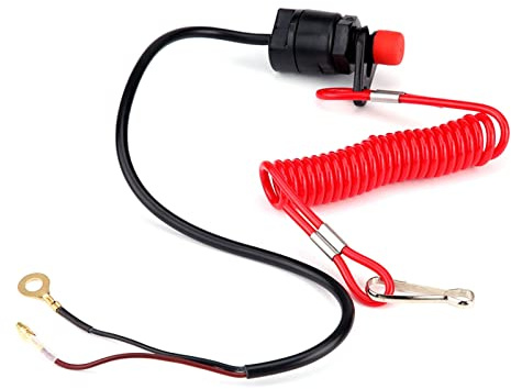Julihai Interrupteur d'arrêt de Moteur Universel avec Attache de sécurité, Interrupteur d'arrêt 'Urgence pour Moteurs Hors-Bord, VTT, Motos, Tondeuses à Gazon