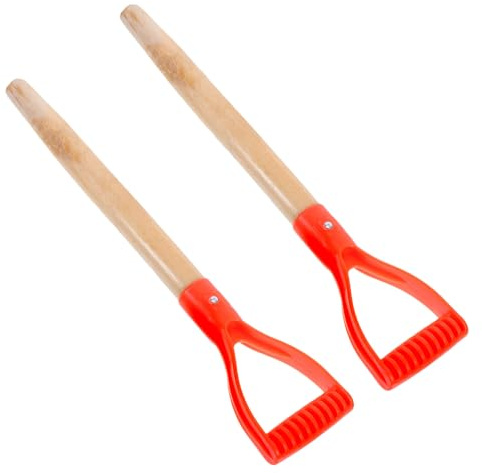 FUNOMOCYA Lot De 2 Poignées De Rechange en Bois pour Pelles À Manche en D Longues Pelles À Bêcher Poignées De Fourche De Rechange Rouges