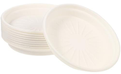 Homoyoyo 10 Piezas de Bandejas para Macetas Redondas de Plástico Platillos para Macetas Color Leche Bandejas de Goteo Resistentes para Jardín y Decoración Interior