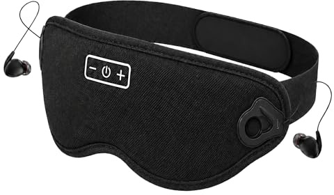 fsmart Schlafaugenmaske mit Kopfhörern, Bluetooth 5.4, Verdunkelungs-Schlafmaske mit Bluetooth-Kopfhörern und HiFi-Stereo-In-Ear-Ohrhörern, 3D-Augenmaske zum Schlafen, Reisen und Meditieren