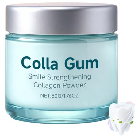 Polvere dentale al collagene per gengive, dentifricio idrossiapatite, protegge gengive e smalti, rinforzato, per la cura orale naturale, sviluppato appositamente per l'uso quotidiano e (1 pz)