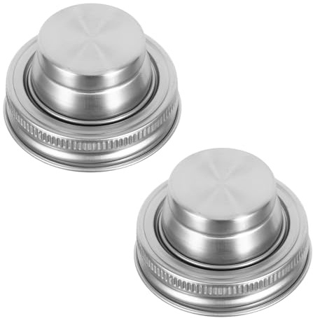 Healifty Jar Shaker Lids Silver Stainless Steel 2pcs with Flour Sifter Function Cocktail Shaker Covers Compatible with Mason Jars for Kitchen Use