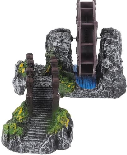 LABRIMP Pompe à Oxygène Moulin à Eau Décoratif en Résine pour Bassin Extérieur, Finition Soignée, Résistance la Déformation, pour Décoration de Jardin Miniature