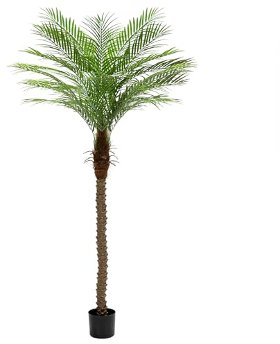 ZEEOZE 210 cm konstgjort penixpalmer, hög konstgjord palm med 15 justerbara blad, konstgjorda Phoenix-palmplantor för uteplats, pool, hemmakontor, vardagsrum och trädgård (1 st, 210 cm)