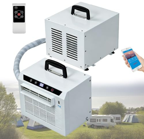 Aire Acondicionado Split De 3000 Btu, Aire Acondicionado Split PortáTil, con WiFi Y Mando A Distancia, Temporizador De 24 Horas, DiseñO con Asa Superior, para El Hogar 1MConnectingPipe