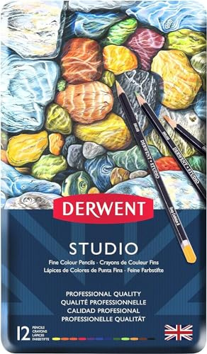 Derwent Studio Buntstifte, Zeichnen & Ausmalen, 12er-Set, Ideal für Illustrationen & Detaillierung, Professionelle Qualität, 32196