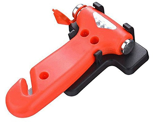 AA Emergency Car Window/Glass Hammer Seatbelt Cutter Rescue Tool AA6240 - Essential For Quick Vehicle Escape – With Mounting Screws And Bracket, Red