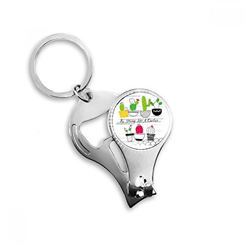 BeatChong Succulente Pianta in vaso di cactus anello portachiavi Nail Clippers multifunzione Apribottiglie regalo