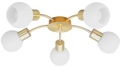 Lindby Deckenlampe Glas Metall messing, Deckenstrahler Deckenleuchte 5x E14 max. 4,5W ohne Leuchtmittel Strahler Lampe Wohnzimmer Flurlampe