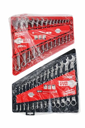 Milwaukee Combination Wrench Sets Bundle - 2 Items - Metric (8mm-22mm) SAE (1/4-1) 48-22-9415 48-22-9515