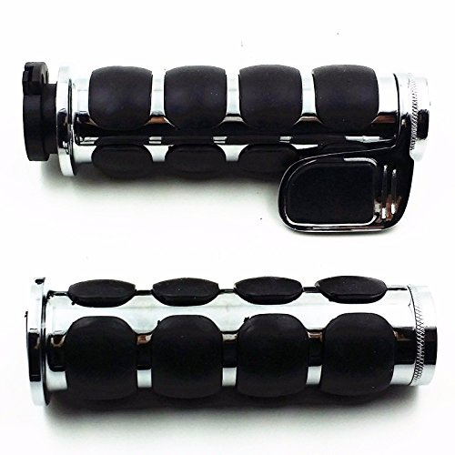 BHYShop Benutzerdefinierte 1 Zoll Lenkergriffe für Touring (Chrom, Aluminium und Gummi)