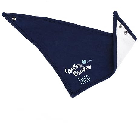 Striefchen® Dunkelblaues Dreieckstuch - Kleiner Bruder/Großer Bruder - mit Namensaufdruck