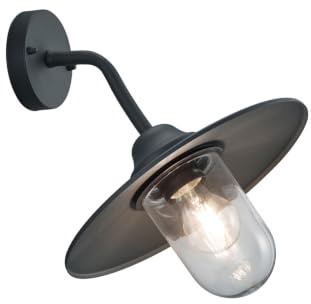 meineWunschleuchte Außen-Wandleuchte Anthrazit aus Aluminium mit Glas | mit E27 LED, Höhe 32cm, Landhausstil, Schutzklasse IP44, Vintage Design, für die Hauswand Außen