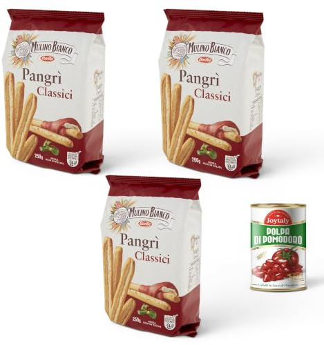 3x Mulino Bianco Pangrì Classici Grissini rustici Rustikale Brotstock mit Sonnenblumenöl und Weichweizenmehl 300g