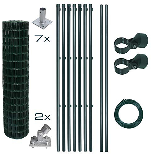 ESTEXO Schweißgitter Gartenzaun Set Komplettset Zaun Gartenzaunset Zaunset Drahtzaun Gitterzaun mit Aufschraubhülsen (1,2 x 10 m)