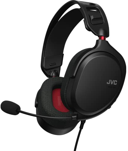 JVC Auriculares Gaming Ultraligeros (199g) con Micrófono Desmontable, Cable de 40mm y Almohadillas adaptativas. Cascos para PC, PS4, PS5, Switch, Xbox GG-01-B (Negro)