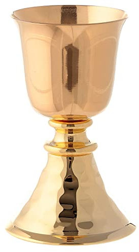 Holyart Calice Laiton doré de Voyage Simple Base martelée