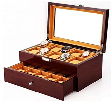 IRYZE Uhrenetui Uhrenbox Uhrenkoffer Uhrenkasten 20 Grid Watch Box Herren- Oder Damen-Aufbewahrungsbox for Mechanische Quarzuhren Mit Transparenter Oberer Abdeckung Uhrenrolle Uhren Aufbewahrungsbox