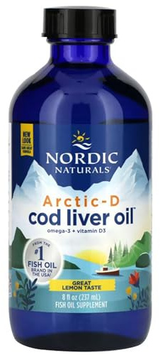 Nordic Naturals, Arctic-D Cod Liver Oil, 1060mg Omega-3 from Cod Liver Oil, with EPA and DHA, Lemon Flavour, 237ml, Lab-Tested, Soy Free, Gluten Free, Non-GMO