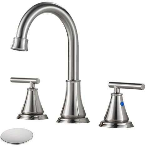 Robinet d'évier de salle de bain à 2 poignées de 20,3 cm avec cUPC, Mitigeur Lavabo à 3 trous avec deux conduites d'alimentation en eau et assemblage de vidange pop-up