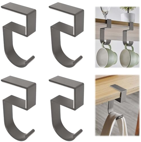 4 Stück Taschenhalter Für Tisch,Handtaschen Halterung Tisch,Antirutsch Taschenhaken Halterung Handtaschen,Taschen Halterung,Tisch Handtaschenhalter Haken für Handtasche Schmuck Halsketten (Grau)