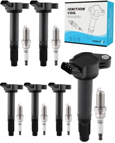 TAUTOY UF487 Ignition Coil 6619 Spark Plug For Lexus ES GS IS LS LX NX RC RX,For Toyota 4Runner Avalon Camry FJ Land Cruiser Highlander RAV4 Sequoia Sienna Tundra Venza 2005-2021, Set of 6