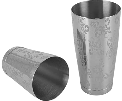 Coctelera De Martini Grabada De Acero Inoxidable - Mezclador De Barra Boston Americano Japonés - Coctelera Plateada Para Camareros Profesionales Y Cocteleros Caseros(Sutra grabado con fondo)