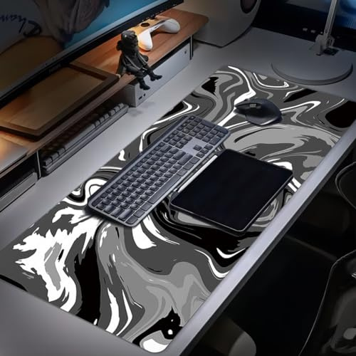 Schreibtischunterlage Mousepad XXL Gaming - 80 x 30cm Mauspad Groß, Wasserdicht Rutschfest, Schreibtisch Unterlage, Schreibtisch Unterlegmatte, Tischunterlage, für Büro Zuhause (Schwarz-grau)